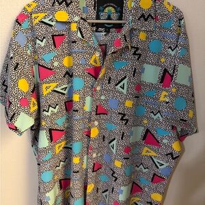 Good Vibes 90s Saved by the Bell Style Mens Large Casual Button Front Shirt